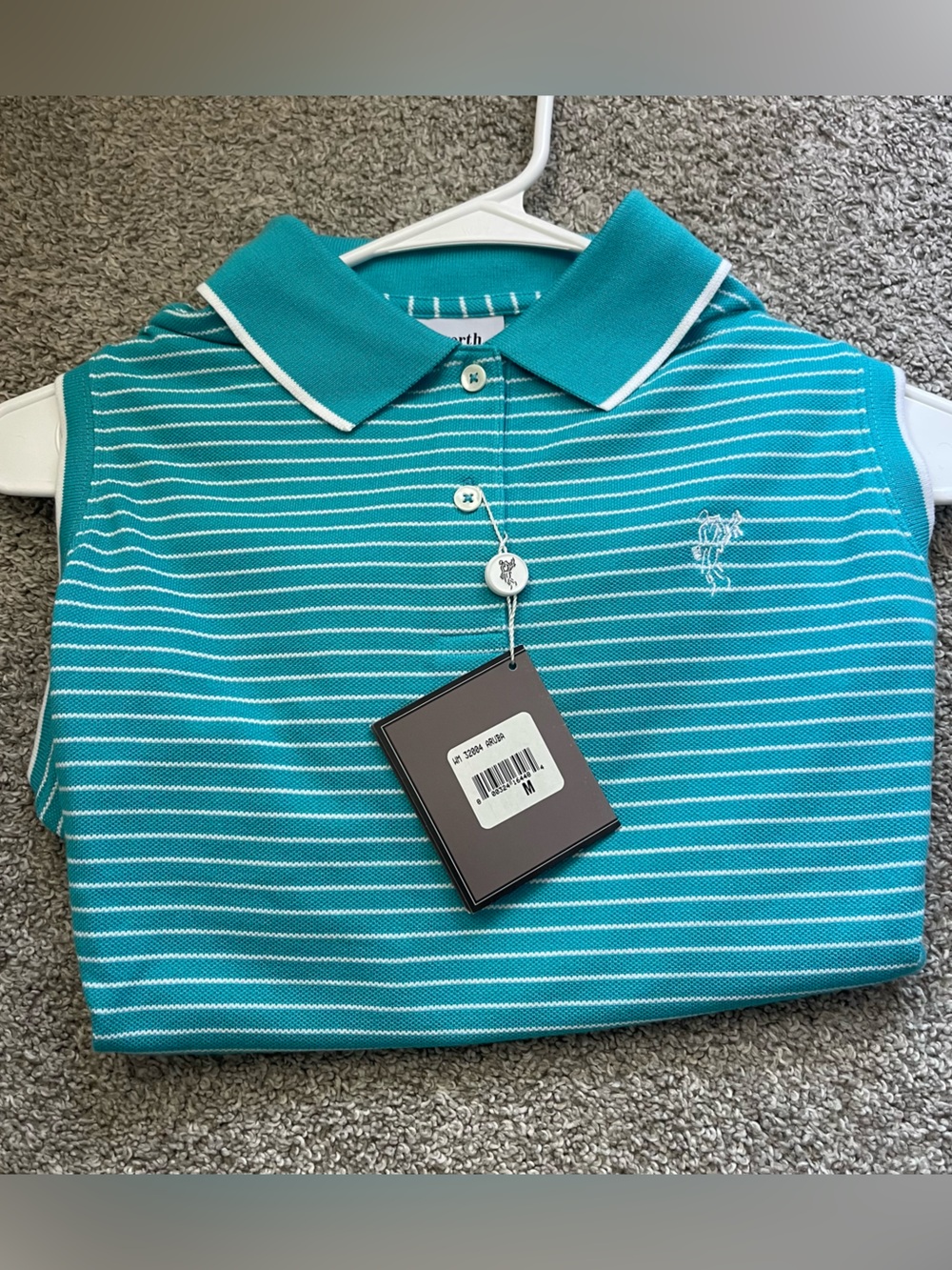 Women’s Aqua Ashworth Striped Polo with Contrast Collar Golf